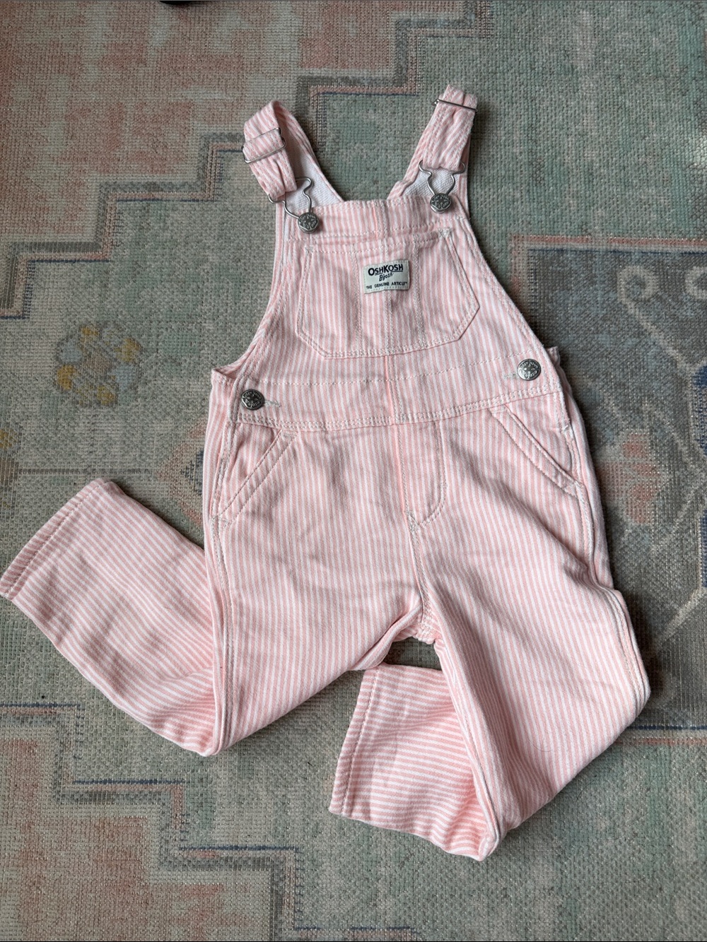 OshKosh B'gosh Pink Striped Cotton Overalls